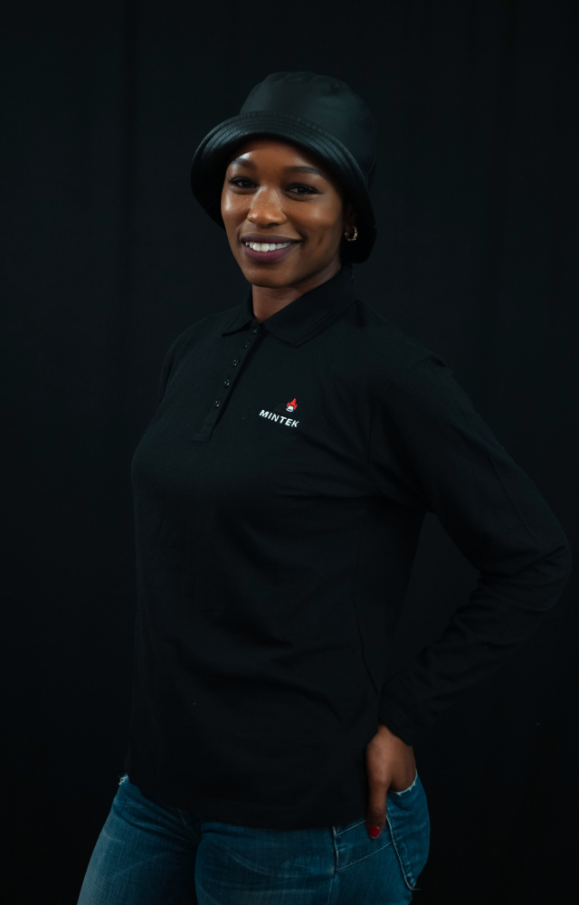 Ladies Pique Knit Long Sleeve Golf Shirt-Black